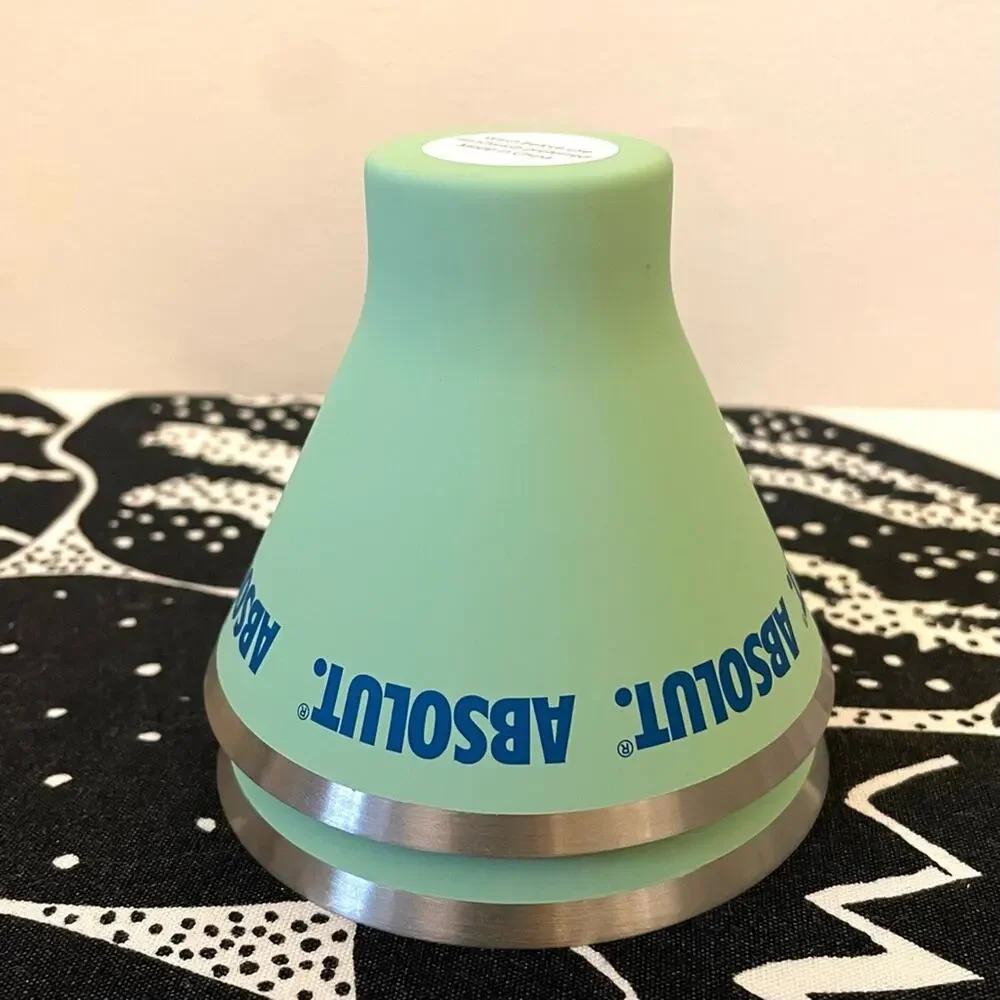 Absolut Vodka Green Metal Stainless Steel Soft Touch Stemless Martini Glass Set